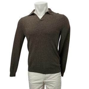 Reiss Men's Brown Long Sleeve Collared Polo V Neck Sweatshirt Sweater Top Size S